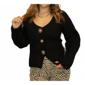 NEW ABLE jeweled button cardigan in black